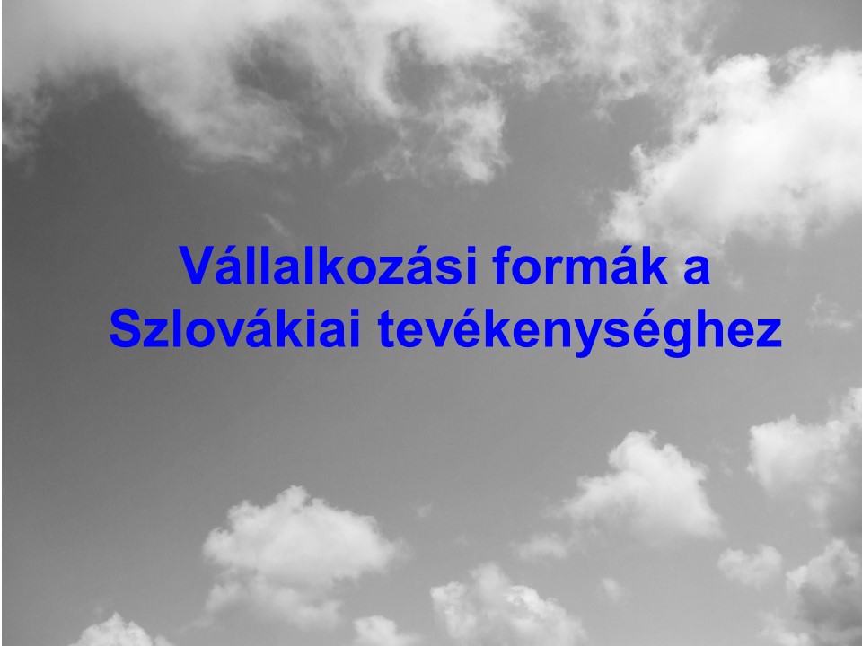 Vállalkozási formák a Szlovákiai tevékenységhez