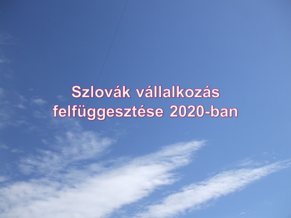 Szlovák vállalkozás felfüggesztése 2020-ban